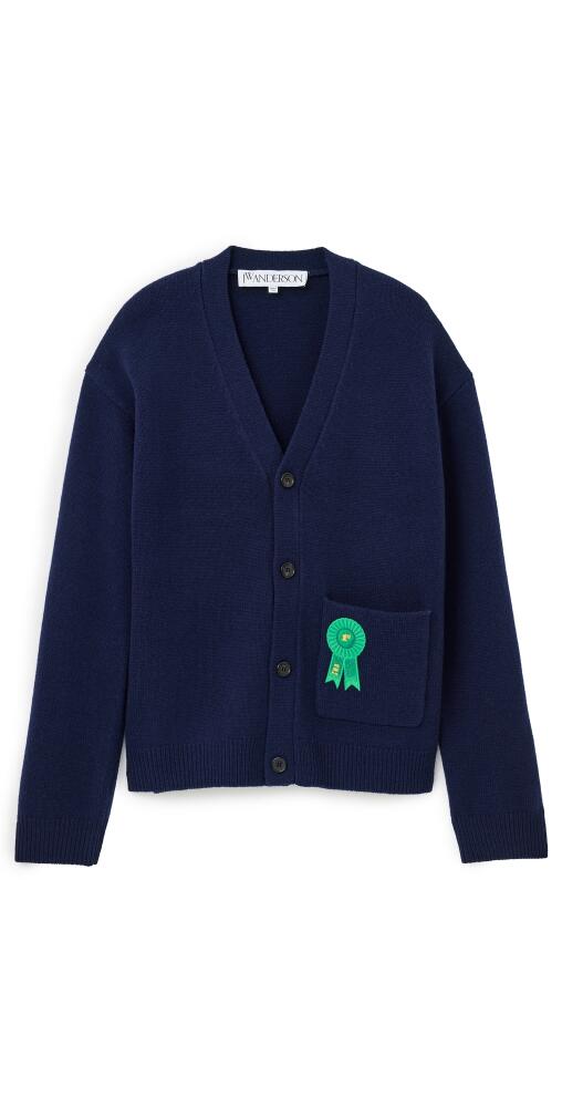 JW Anderson Unisex Rosette Patch Pocket Cardigan Navy Cover