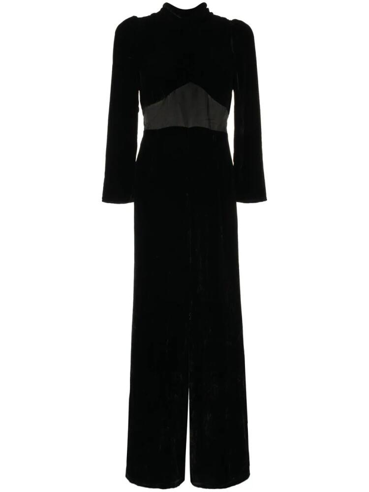 Rixo velvet long-sleeve jumpsuit - Black Cover