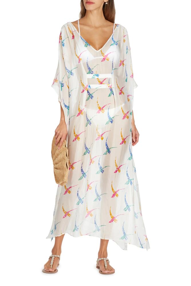 VALIMARE Florence Maxi Sheer Silk blend Cover-up Kaftan in Off White Cover