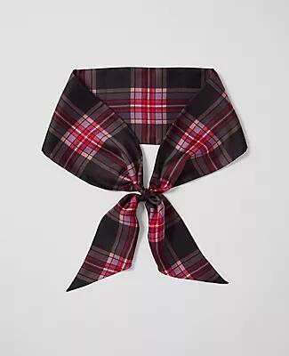 Ann Taylor Plaid Skinny Silk Scarf Cover