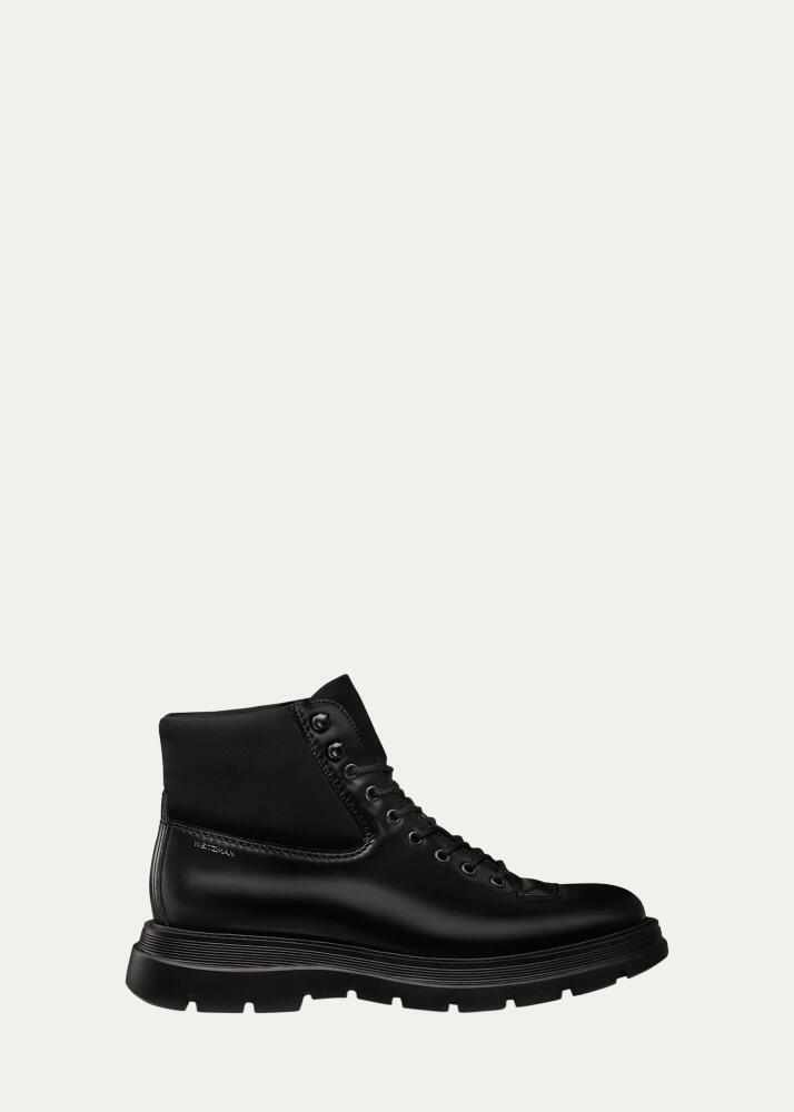 Stuart Weitzman Men's Adam Leather and Neoprene Combat Boots Cover