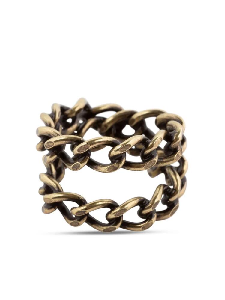 DRIES VAN NOTEN faded-effect cable-link ring - Gold Cover