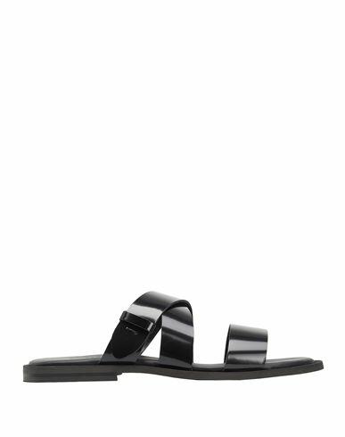 8 By Yoox Polish Leather Cross-strap Sandal Man Sandals Black Calfskin Cover