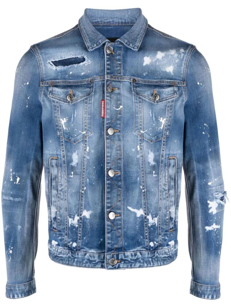 DSQUARED2 Dan distressed denim jacket - Blue Cover