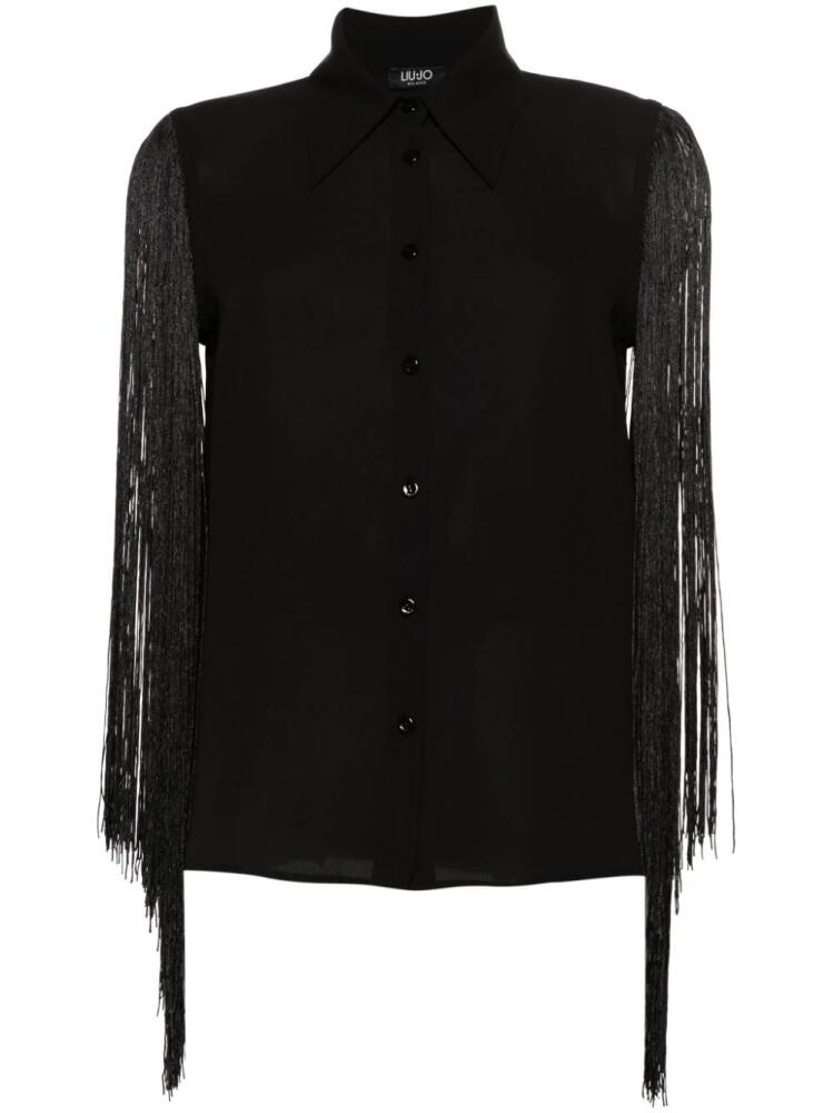 LIU JO fringed sleeveless shirt - Black Cover