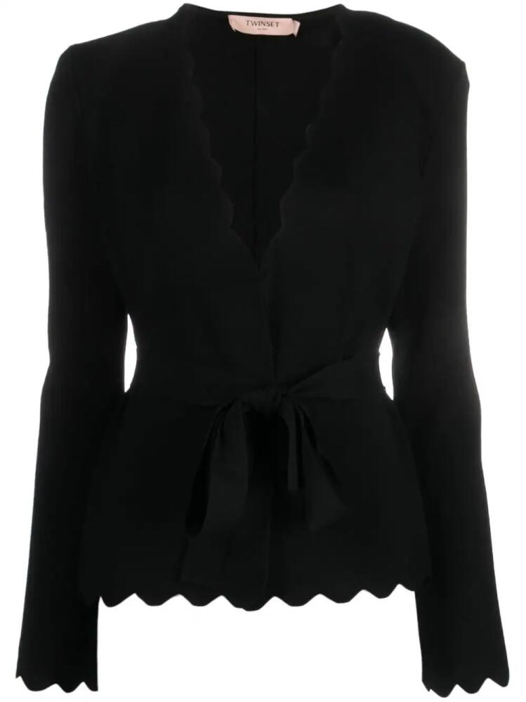 TWINSET scalloped-trim V-neck cardigan - Black Cover