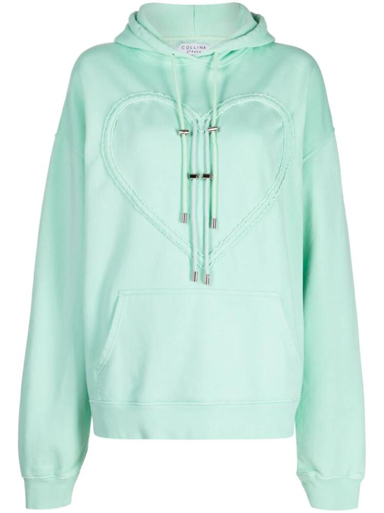 Collina Strada Heart cotton hoodie - Green Cover