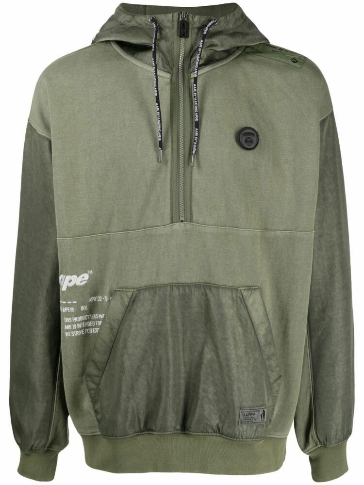 AAPE BY *A BATHING APE® half-zip logo hoodie - Green Cover