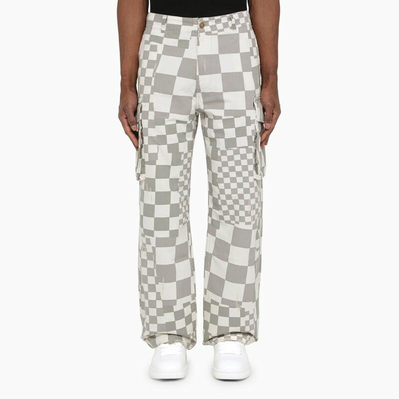 ERL White and grey chequered cargo trousers Cover