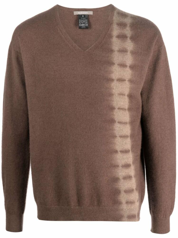 Suzusan tie-dye V-neck cashmere jumper - Brown Cover