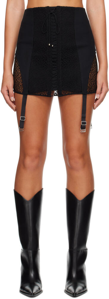 Dion Lee Black Lace-Up Miniskirt Cover