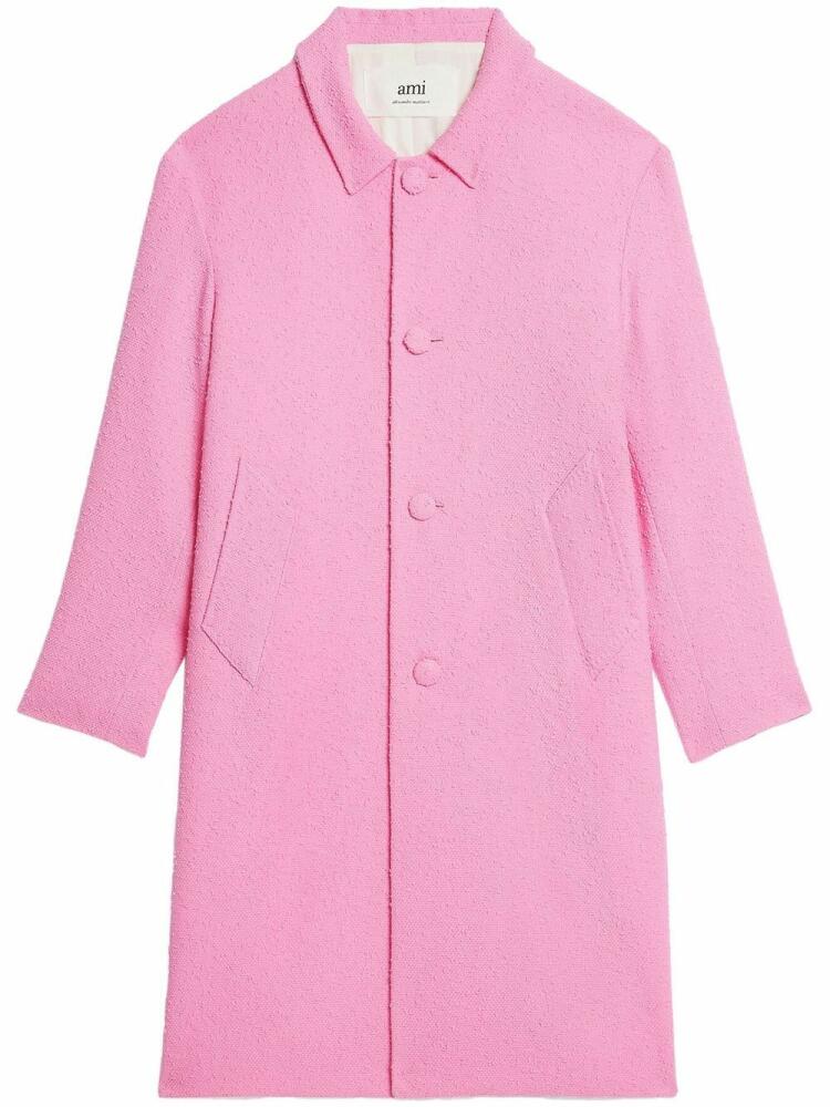 AMI Paris tweed single-breasted coat - Pink Cover