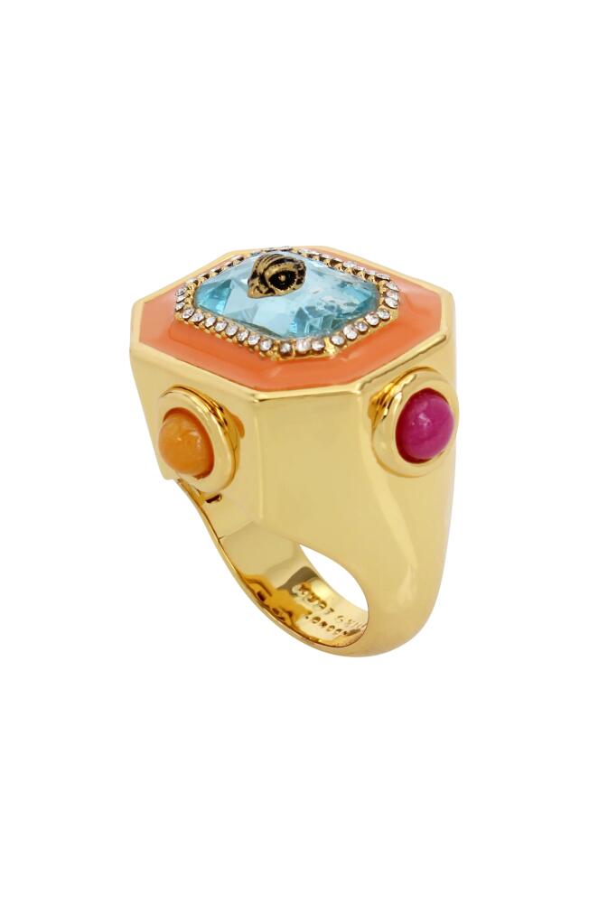 Kurt Geiger London Crystal Enamel Halo Cocktail Ring in Gold Multi Cover