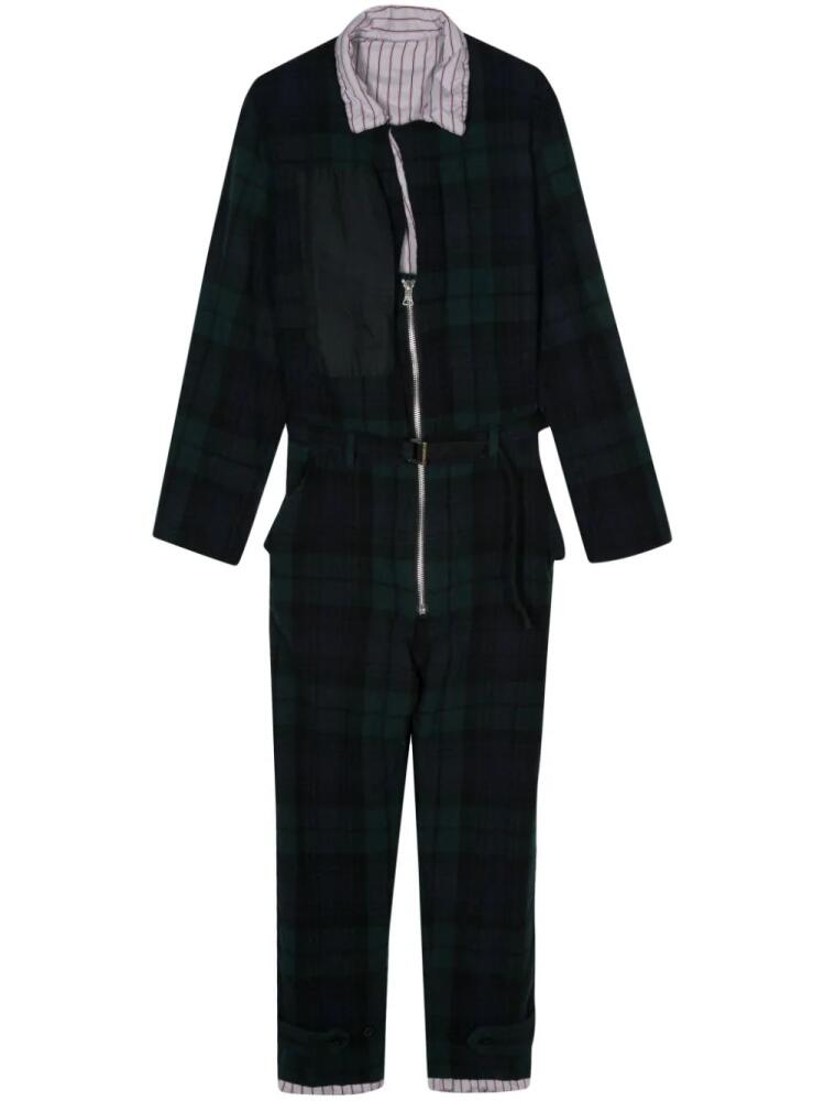 sacai checked flannel jumpsuit - Green Cover