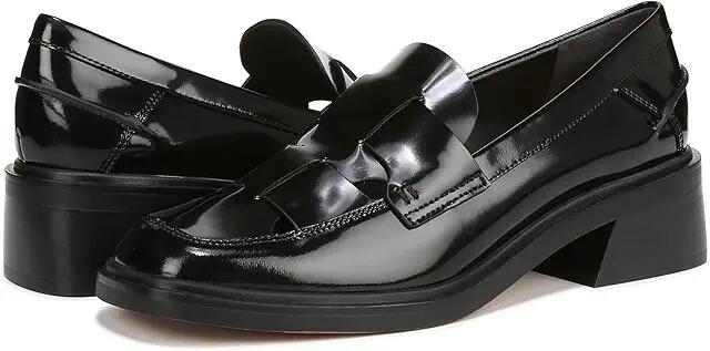 Franco Sarto Gene Cut Out Heeled Loafers (Black Leather) High Heels Cover