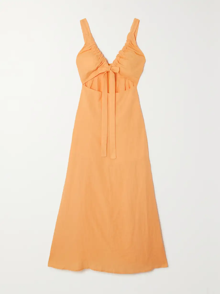 BONDI BORN - + Net Sustain Tobago Cutout Hemp Maxi Dress - Orange Cover