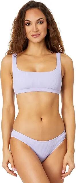 Madewell Ribbed Square-Neck Bikini Top (Subtle Lavendar) Women's Swimwear Cover