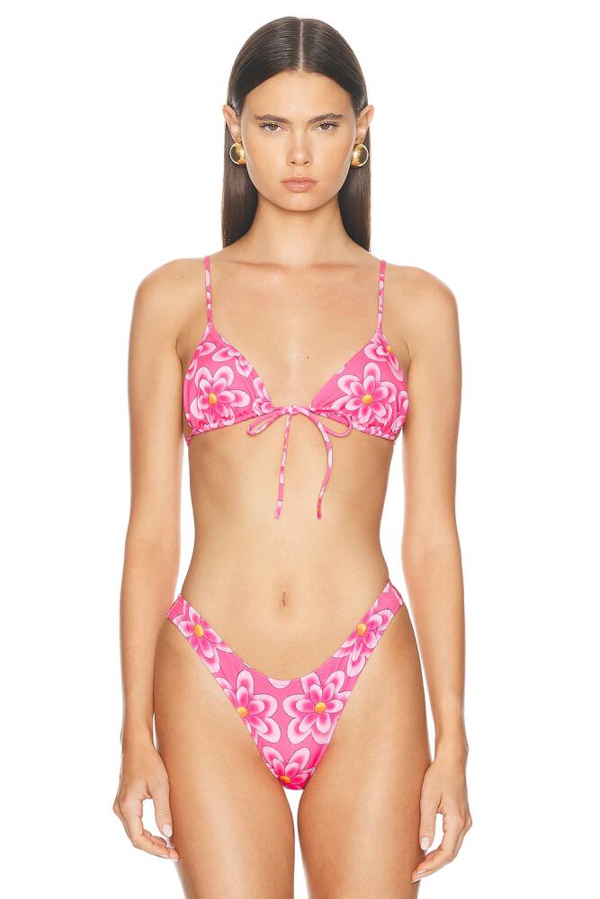 Heavy Manners X Elsa Hosk Triangle Front Tie Bikini Top in Pink Cover