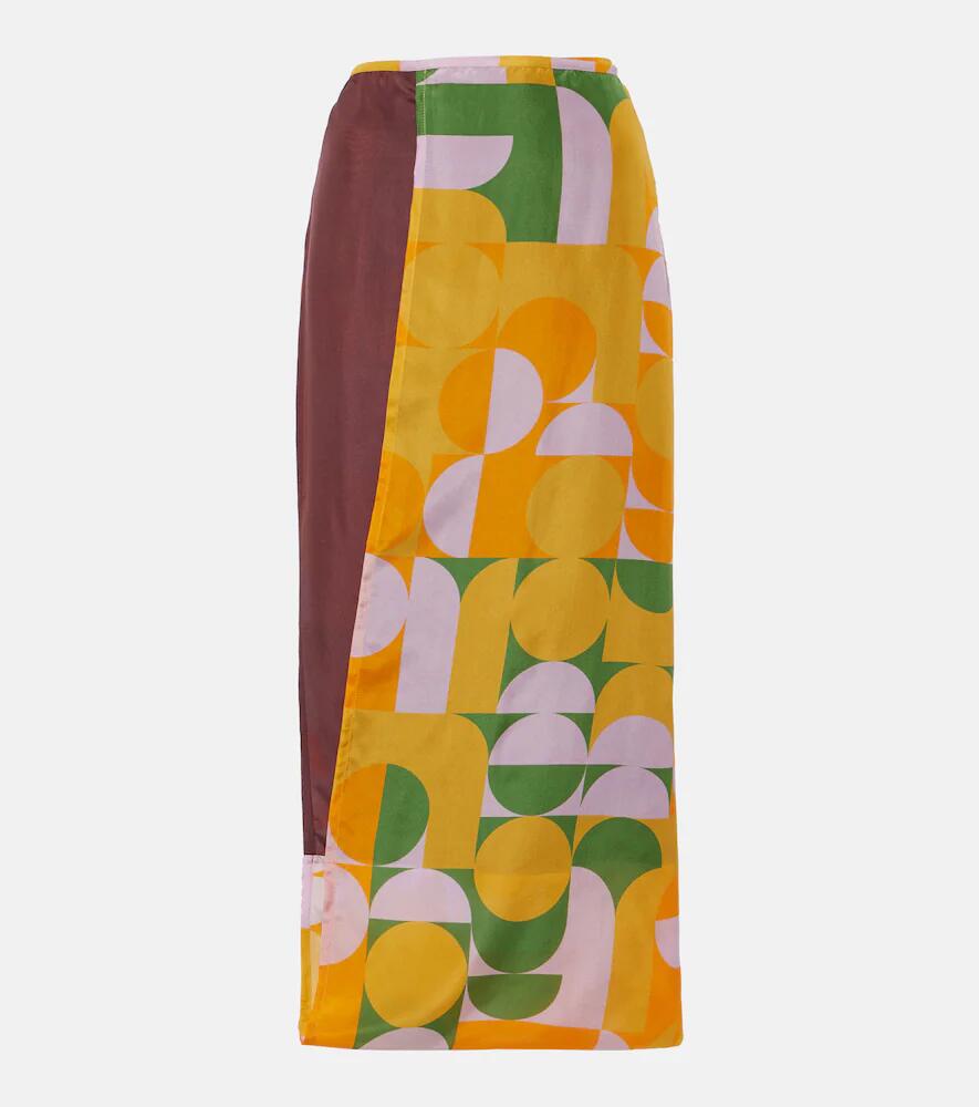 Dries Van Noten Printed silk satin maxi skirt Cover