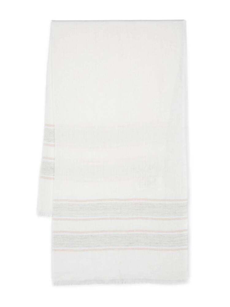 Eleventy striped linen scarf - White Cover