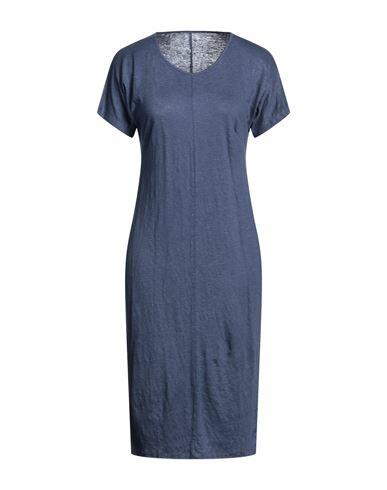 Majestic Filatures Woman Midi dress Navy blue Linen, Elastane Cover