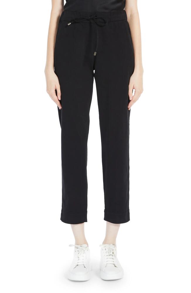 Max Mara Leisure Terreno Drawstring Stretch Cotton Ankle Pants in Black Cover