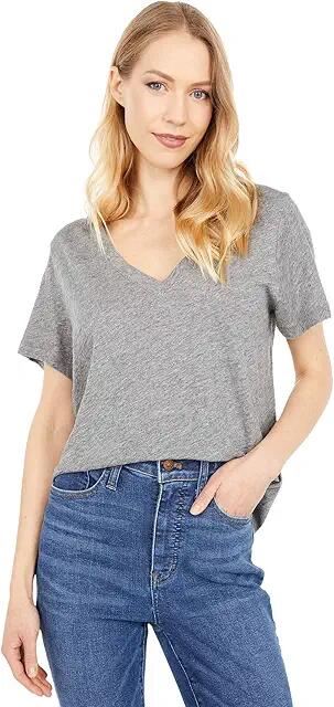 Madewell Whisper Cotton V-Neck Tee (Heather Iron) Women's Clothing Cover