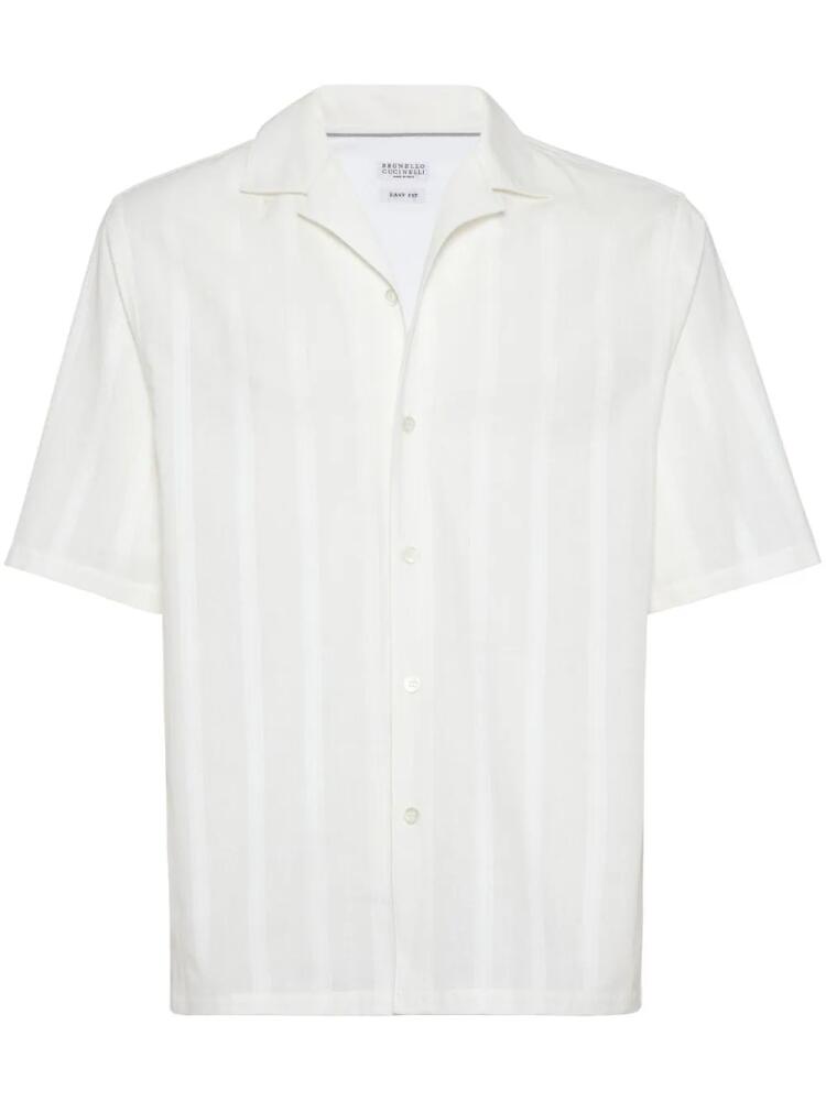 Brunello Cucinelli stripe-pattern cotton shirt - White Cover