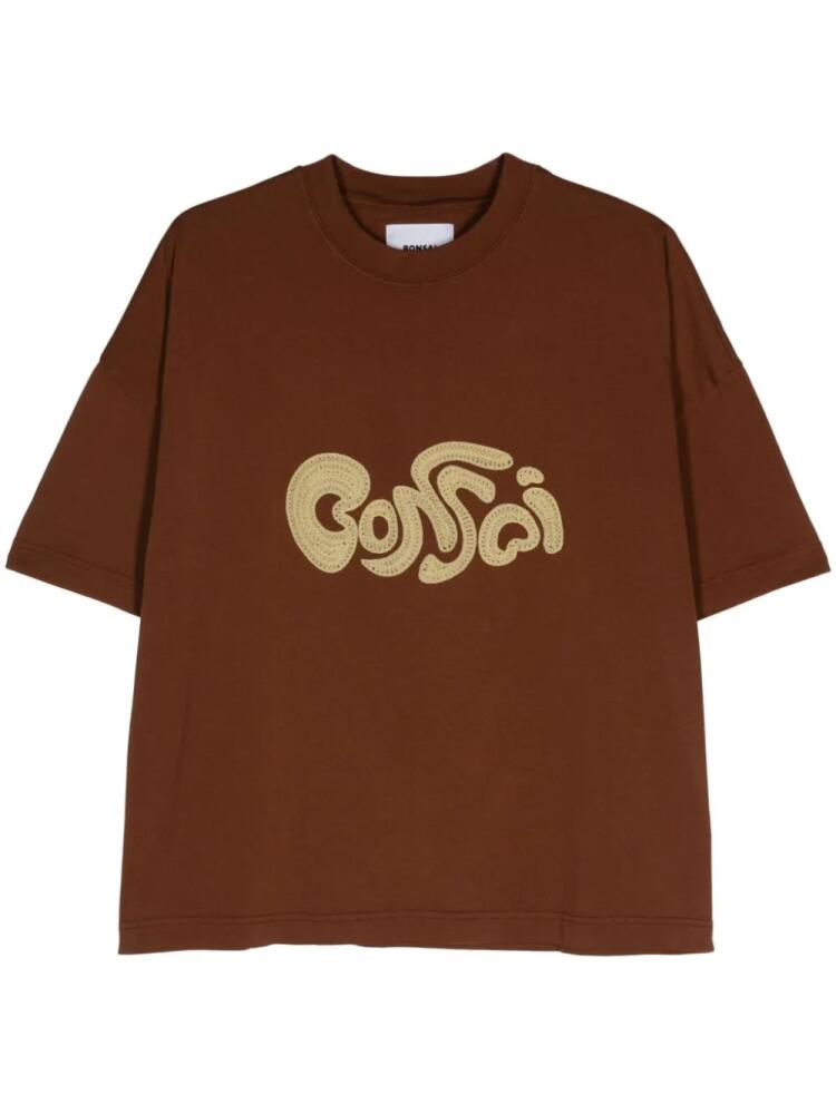 Bonsai logo-embroidered T-shirt - Brown Cover