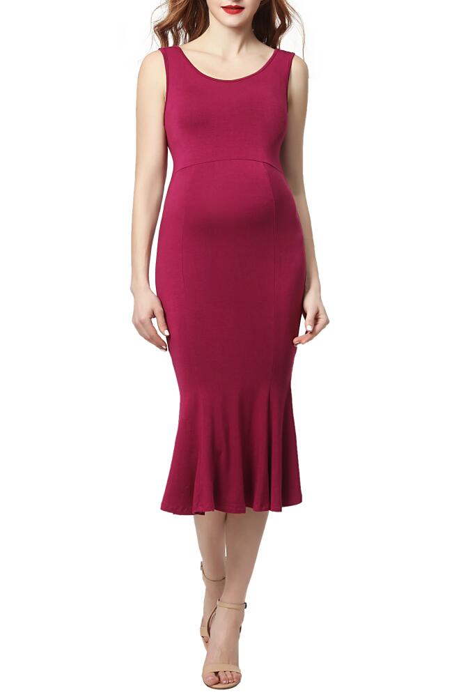 Kimi and Kai Bria Maternity Mermaid Midi Dress in Berry Cover