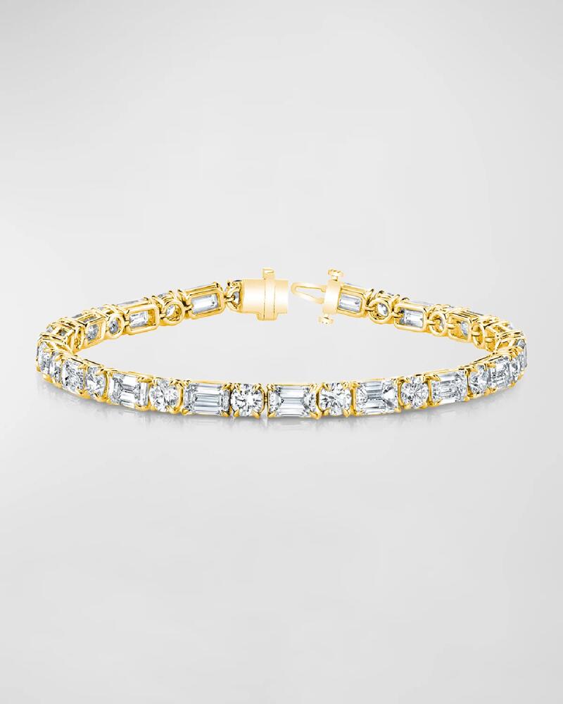 Neiman Marcus Diamonds 18K Gold East-West Alternating Prong-Set Diamond Bracelet, 10.30tcw, 7"L Cover