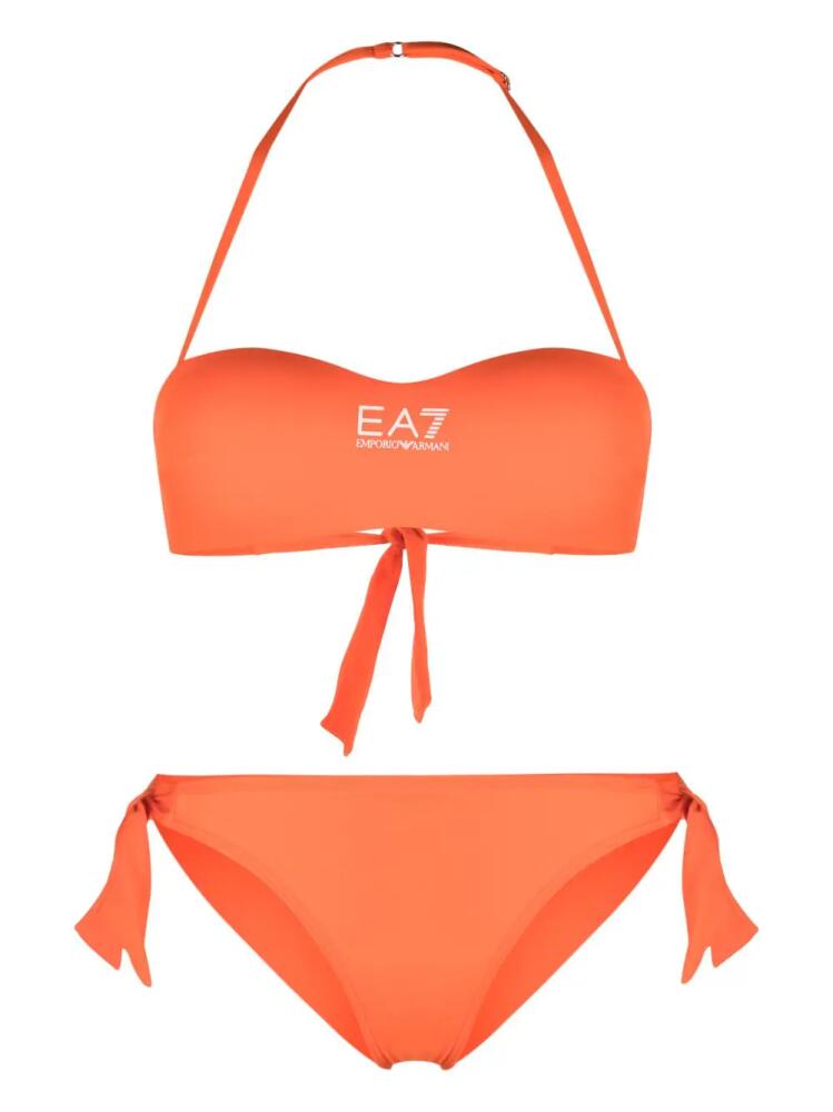 Ea7 Emporio Armani logo-print halterneck bikini set - Orange Cover