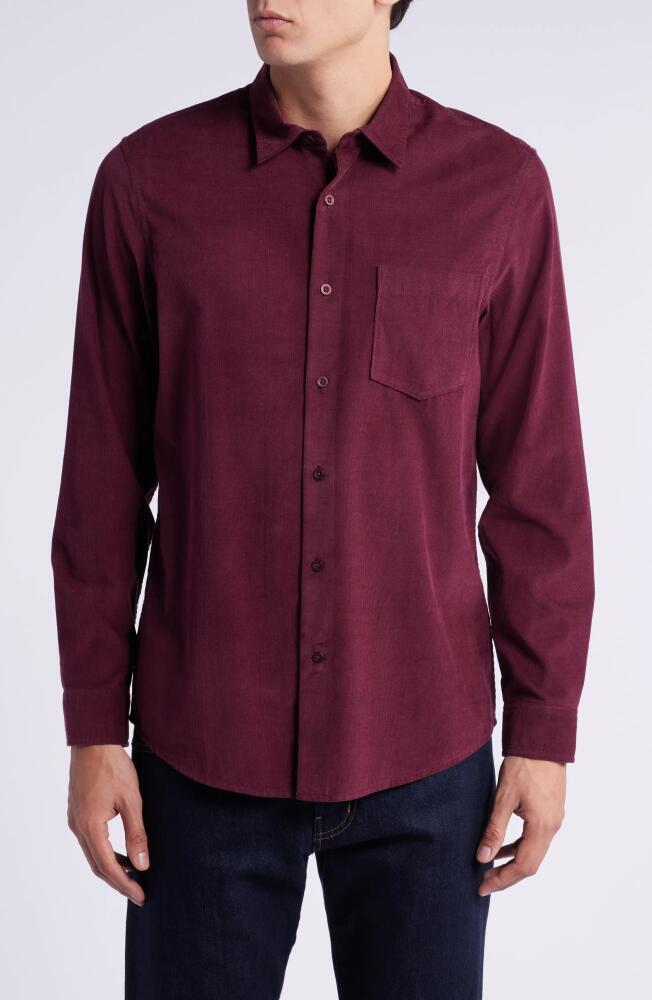 Nordstrom Trim Fit Fine Wale Corduroy Button-Up Shirt in Burgundy Royale Cover