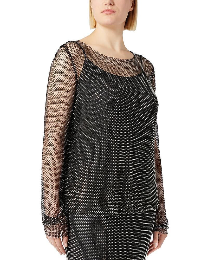 Marina Minaldi Agostin Rhinestone Mesh Shirt Cover