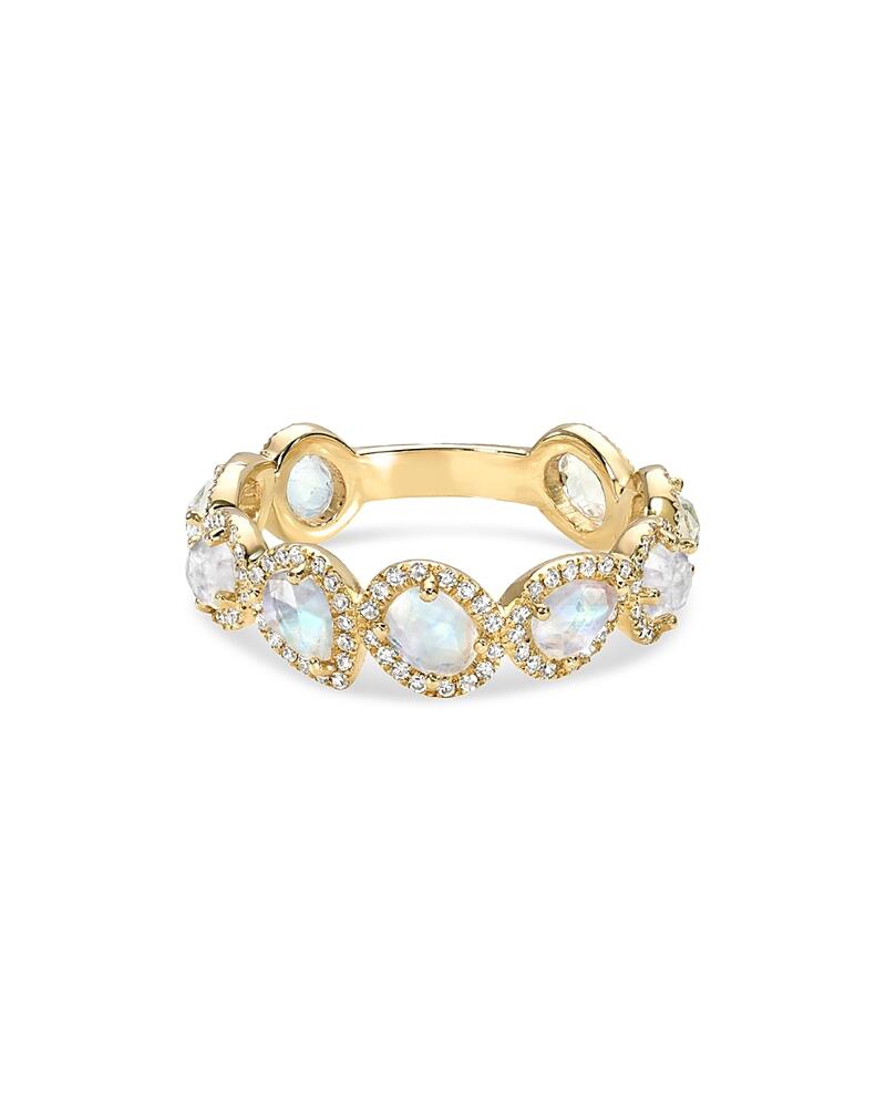 Zoe Lev 14K Yellow Gold Moonstone & Diamond Halo Ring Cover