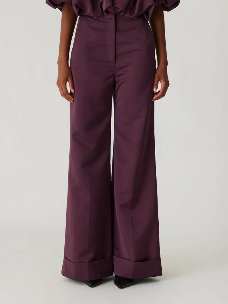 Rebecca Taylor Techy Sateen Wide Leg Pant in Plum Cover