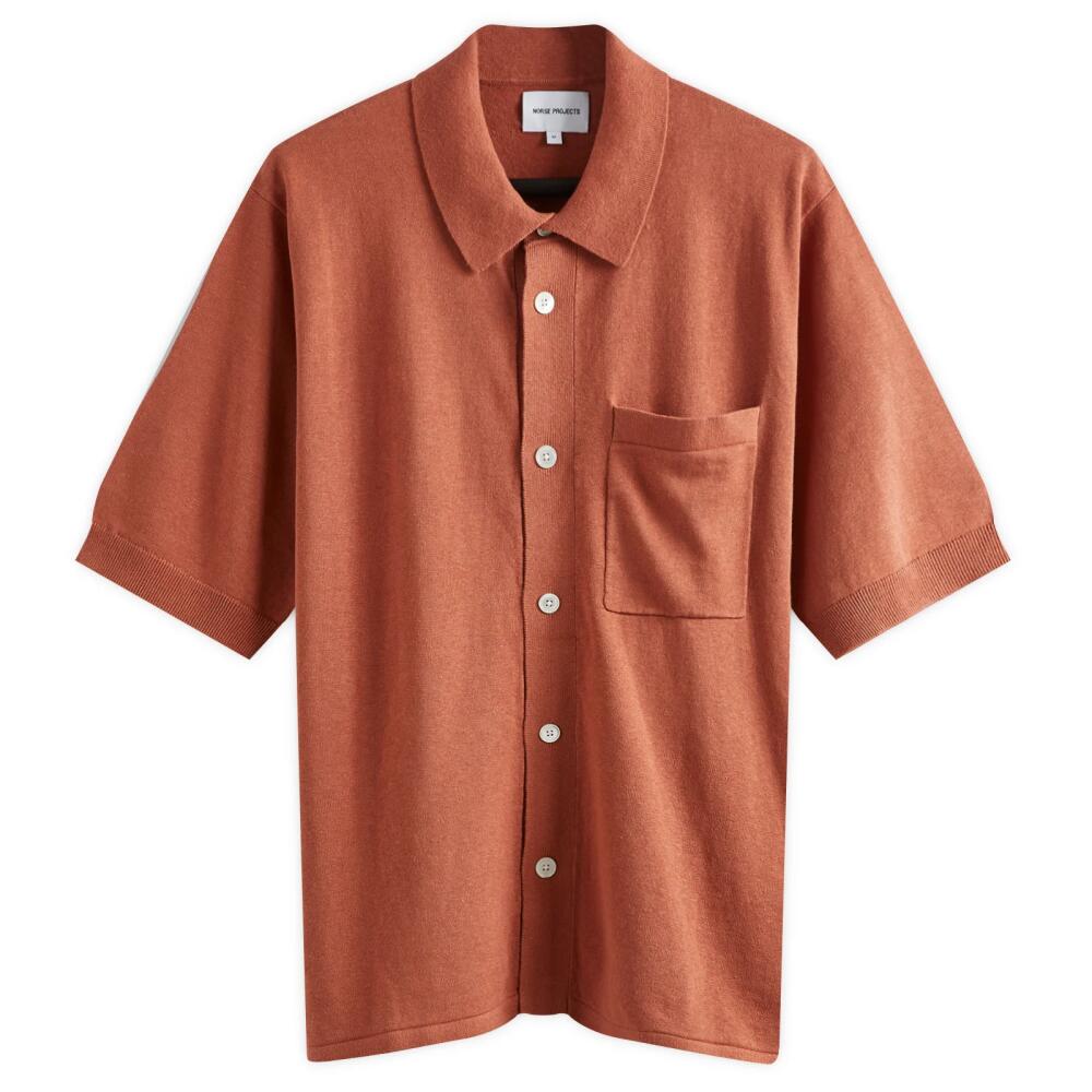 Norse Projects Men's Rollo Full Button Knit Polo in Red Clay Cover