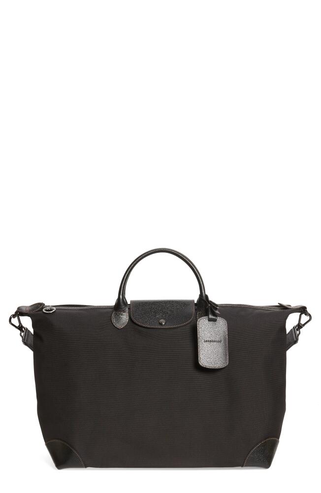 Longchamp Boxford Canvas & Leather Travel Bag in Black Cover