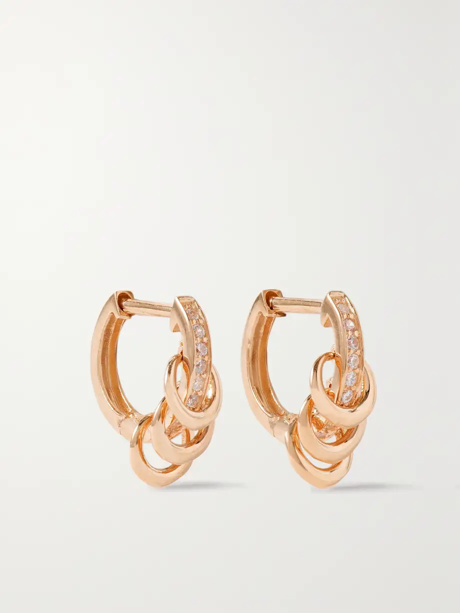 Loren Stewart - + Net Sustain 14-karat Recycled Gold Crystal Hoop Earrings - One size Cover