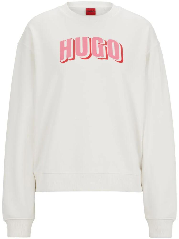 HUGO logo-print cotton-blend sweatshirt - White Cover