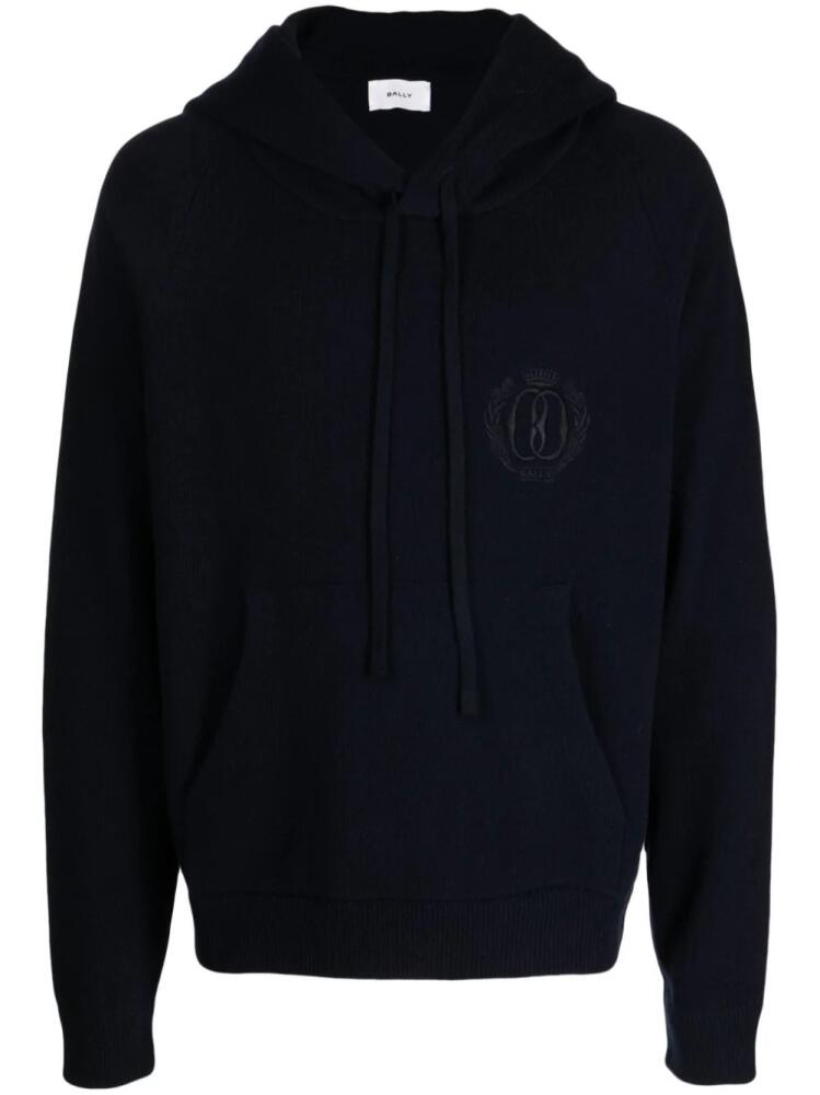 Bally logo-embroidered drawstring hoodie - Blue Cover