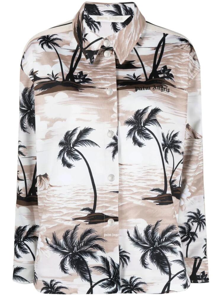 Palm Angels tropical-print long-sleeve shirt - Neutrals Cover