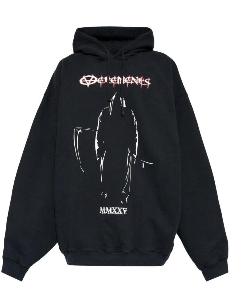 VETEMENTS graphic-print cotton hoodie - Black Cover