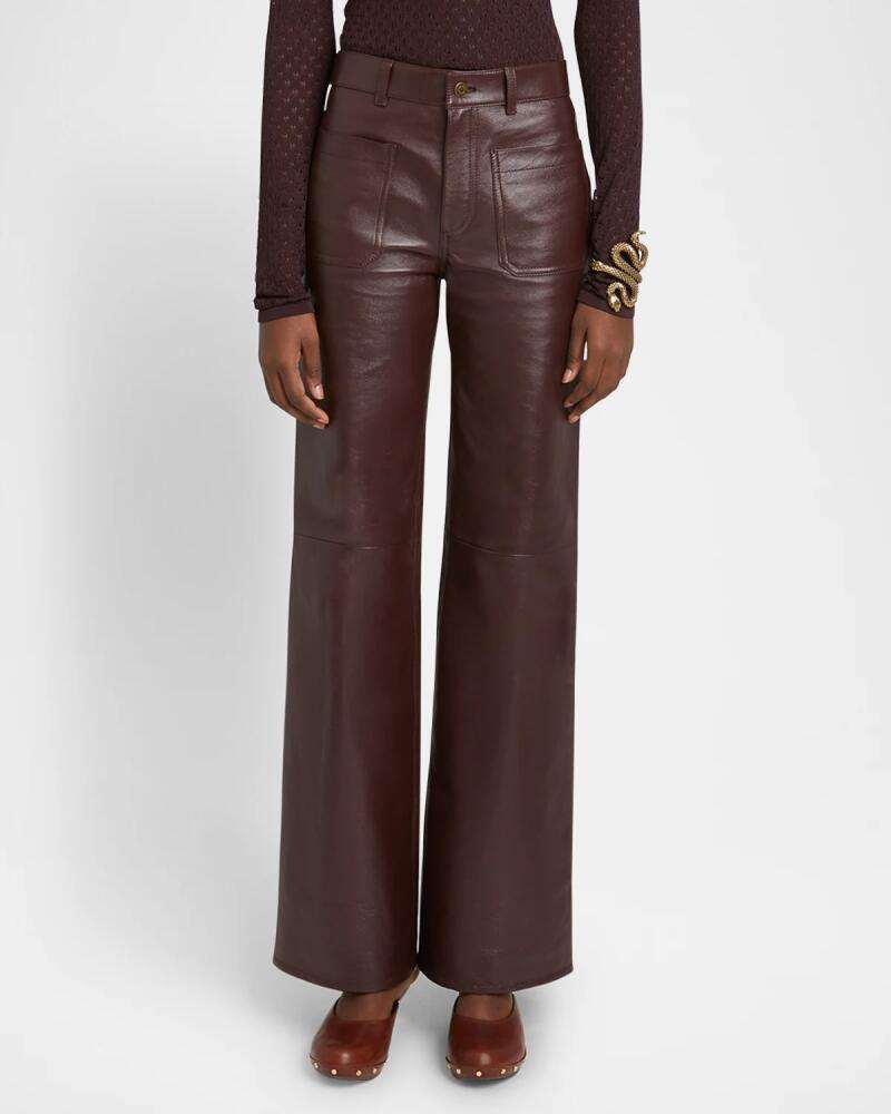 Chloe Wide Leg Leather Trousers Cover