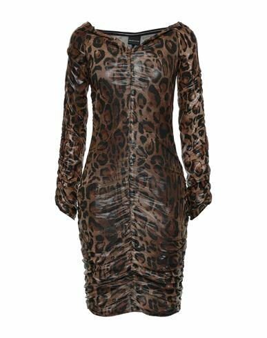 Marc Ellis Woman Mini dress Brown Polyester, Elastane Cover