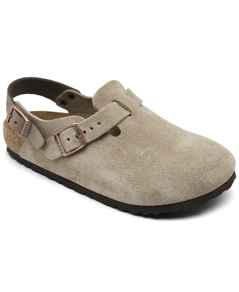 Birkenstock Women's Tokio Birkibuc Clogs from Finish Line - Taupe Cover