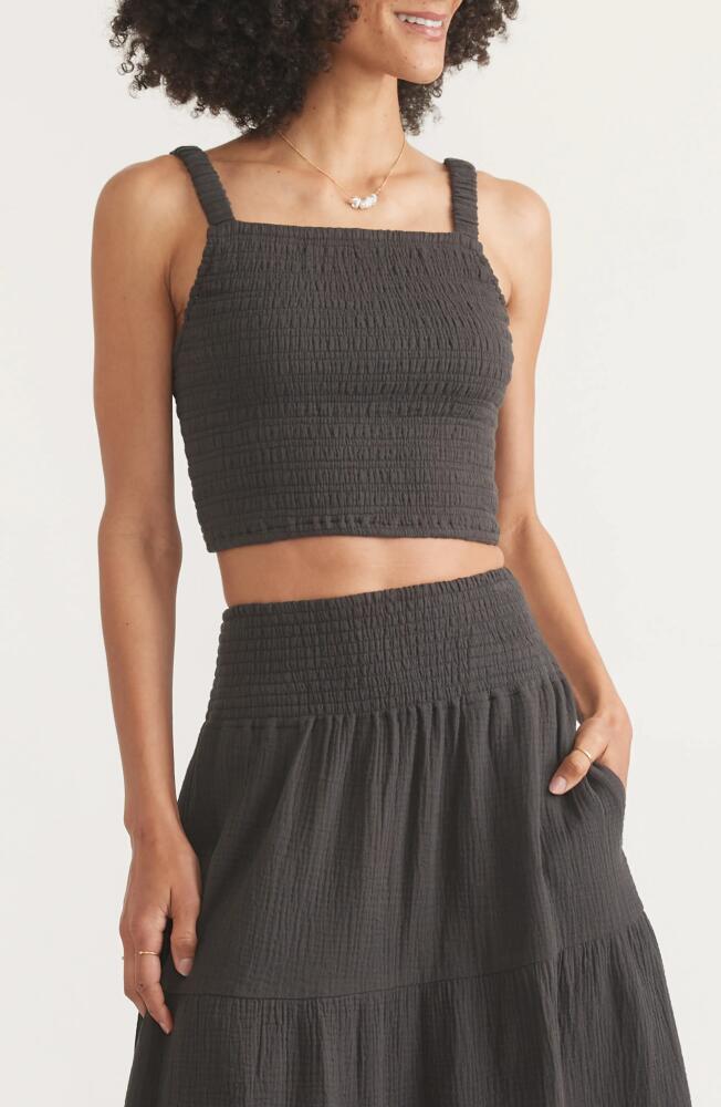 Marine Layer Selene Smocked Crop Camisole in Black Cover