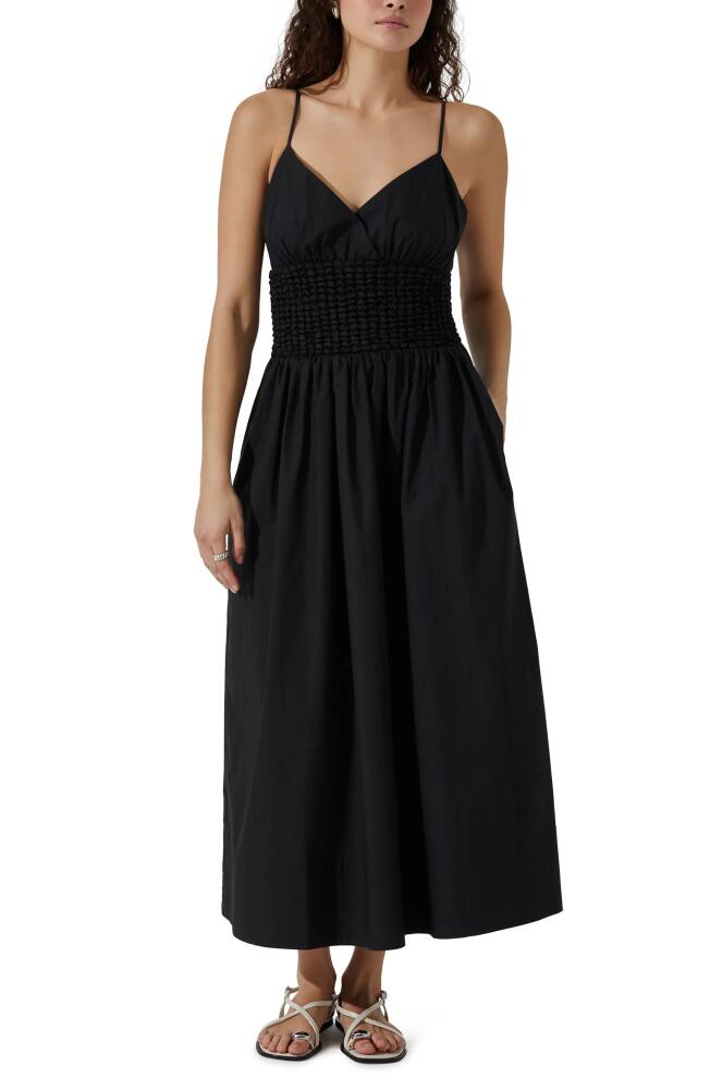 ASTR the Label Popcorn Waist Cotton Midi Dress in Black Cover