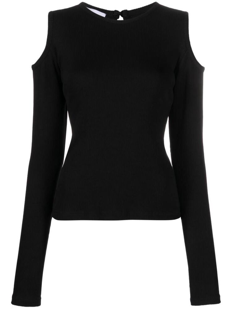 Ioana Ciolacu fine-ribbed cold-shoulder top - Black Cover