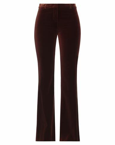 Etro Woman Pants Dark brown Cotton, Elastane Cover